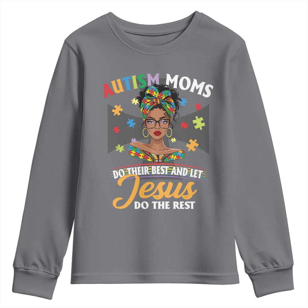 Afro Autism Mom Youth Sweatshirt African American Autistic Black Mama Religious Cross TS10 Charcoal Print Your Wear