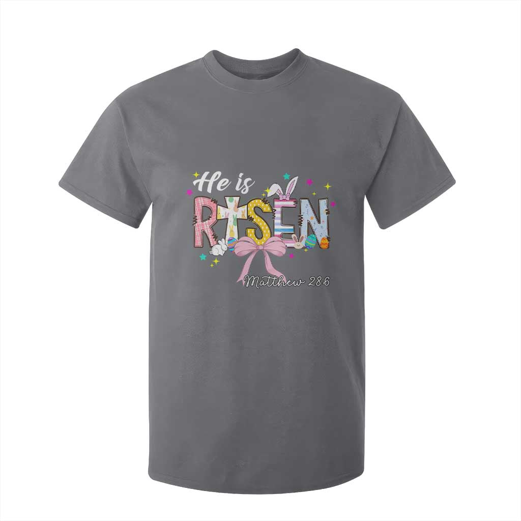 He Is Risen T Shirt For Kid Jesus Christian Happy Easter Coquette Cross TS10 Charcoal Print Your Wear