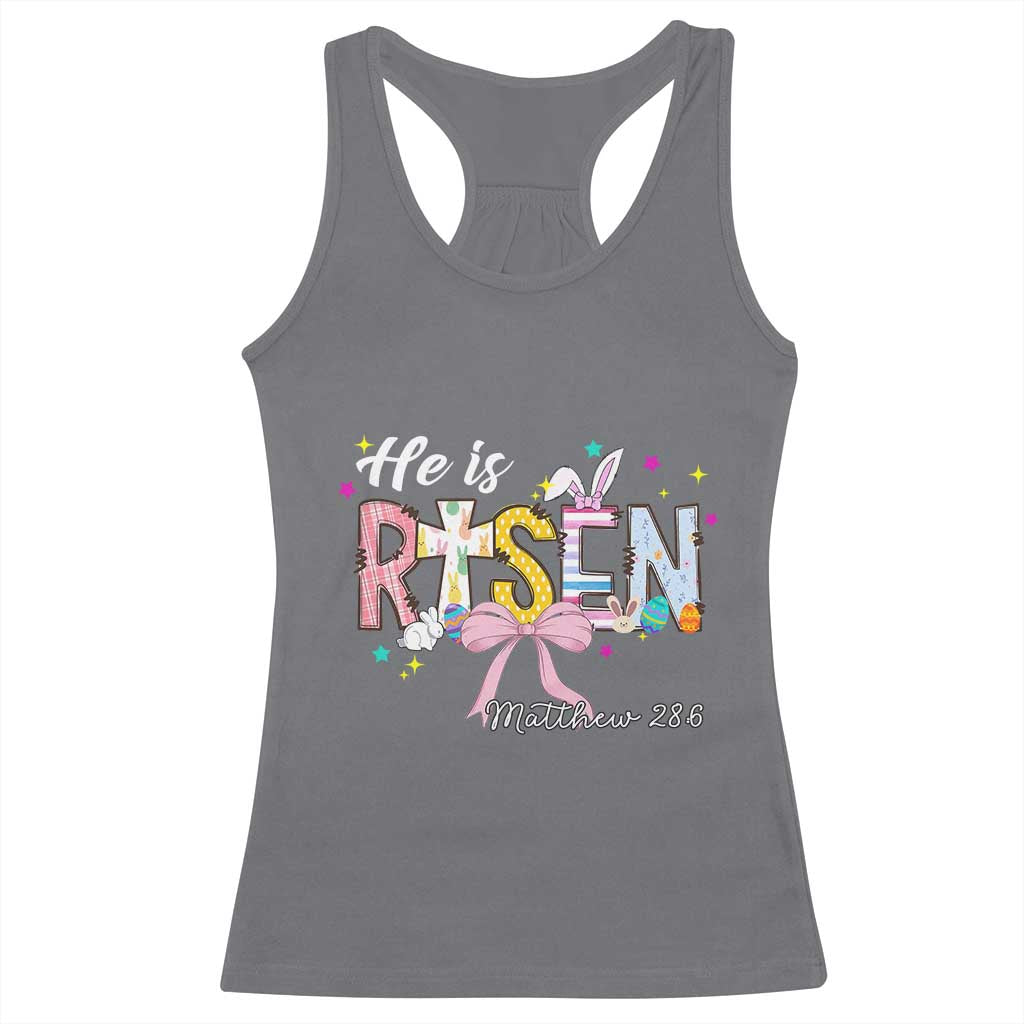 He Is Risen Racerback Tank Top Jesus Christian Happy Easter Coquette Cross TS10 Charcoal Print Your Wear