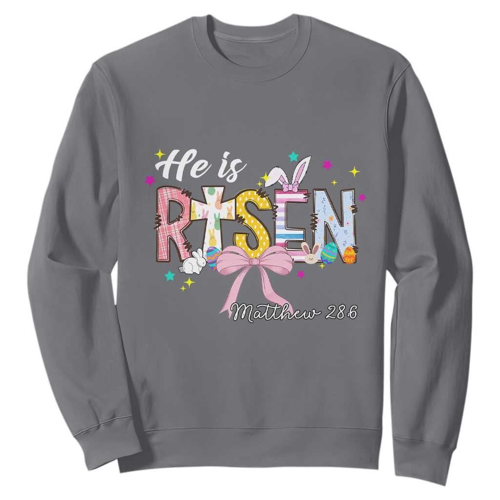 He Is Risen Sweatshirt Jesus Christian Happy Easter Coquette Cross TS10 Charcoal Print Your Wear