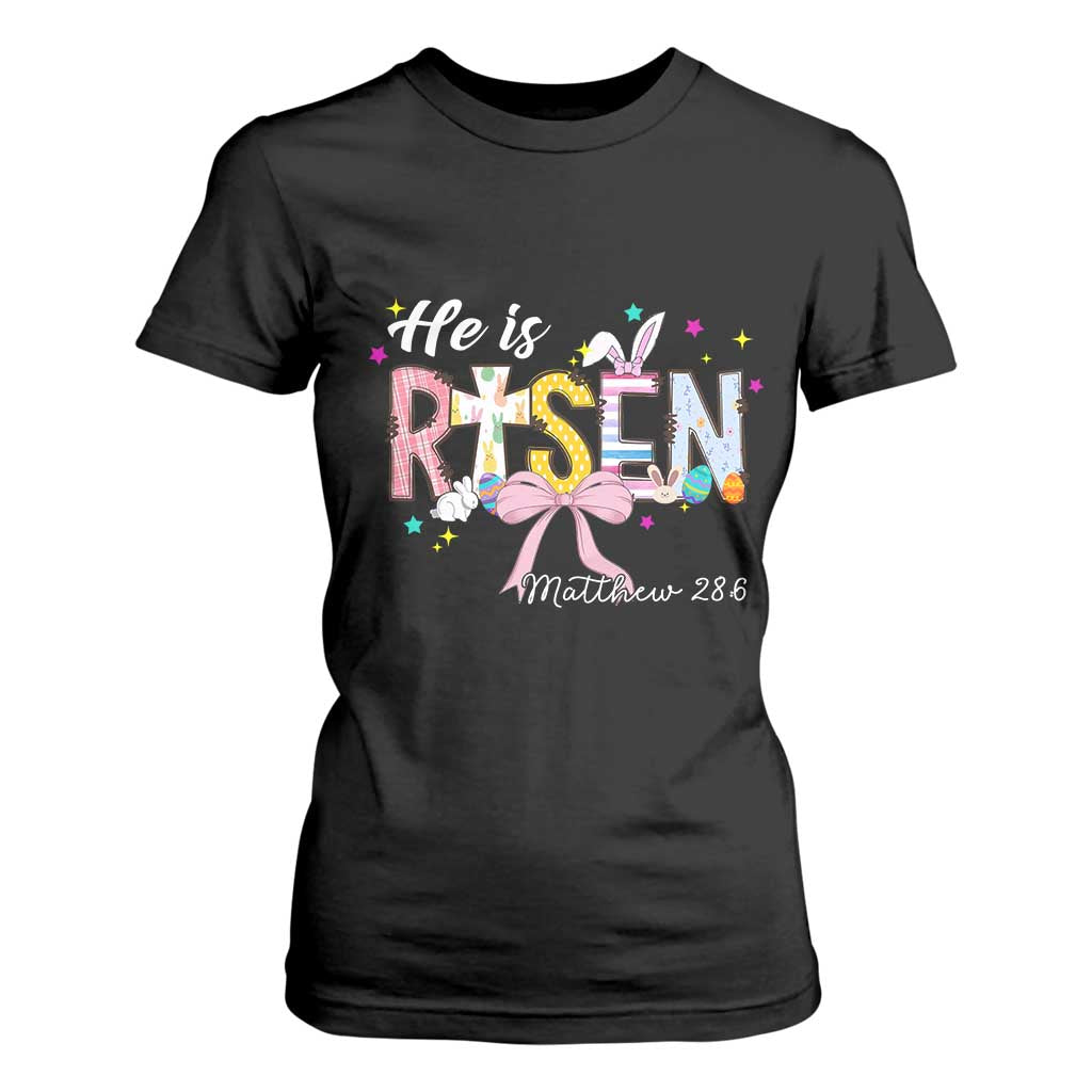 He Is Risen T Shirt For Women Jesus Christian Happy Easter Coquette Cross TS10 Black Print Your Wear