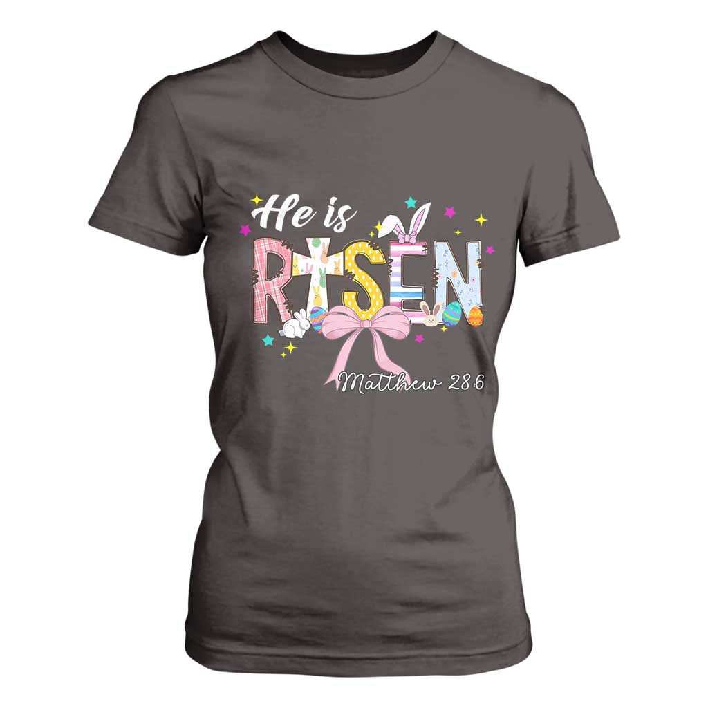He Is Risen T Shirt For Women Jesus Christian Happy Easter Coquette Cross TS10 Dark Chocolate Print Your Wear