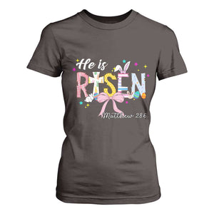He Is Risen T Shirt For Women Jesus Christian Happy Easter Coquette Cross TS10 Dark Chocolate Print Your Wear