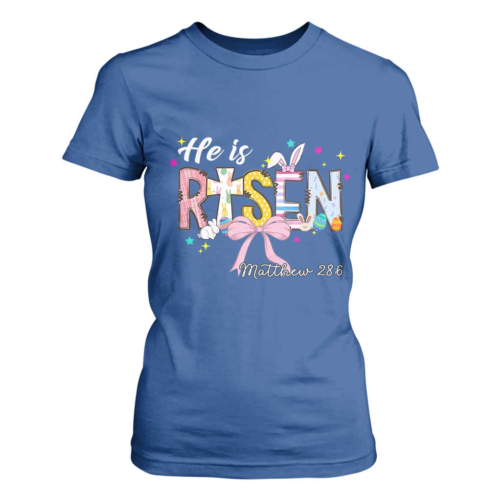 He Is Risen T Shirt For Women Jesus Christian Happy Easter Coquette Cross TS10 Royal Blue Print Your Wear