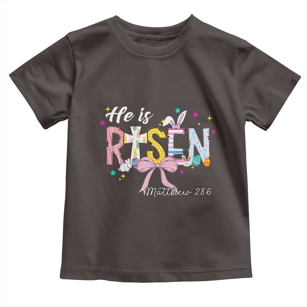 He Is Risen Toddler T Shirt Jesus Christian Happy Easter Coquette Cross TS10 Dark Chocolate Print Your Wear