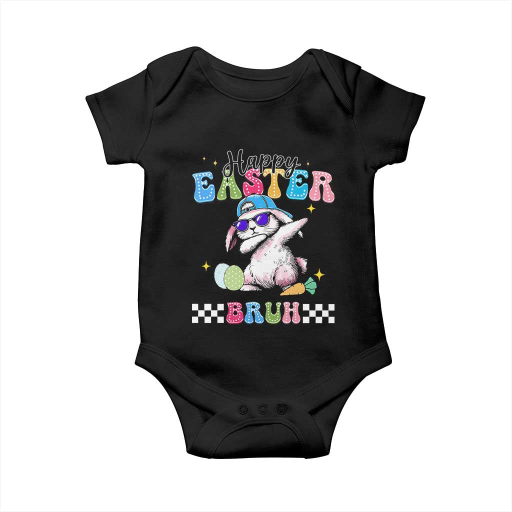 Happy Easter Bruh Baby Onesie Bunny Dabbing Rabbit Funny Kids Toddler Boys TS10 Black Print Your Wear