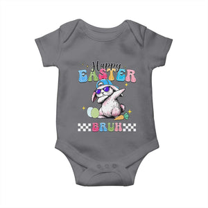 Happy Easter Bruh Baby Onesie Bunny Dabbing Rabbit Funny Kids Toddler Boys TS10 Charcoal Print Your Wear