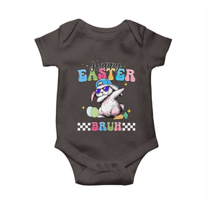Happy Easter Bruh Baby Onesie Bunny Dabbing Rabbit Funny Kids Toddler Boys TS10 Dark Chocolate Print Your Wear
