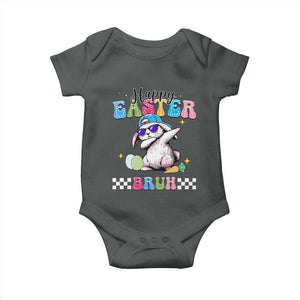 Happy Easter Bruh Baby Onesie Bunny Dabbing Rabbit Funny Kids Toddler Boys TS10 Dark Heather Print Your Wear