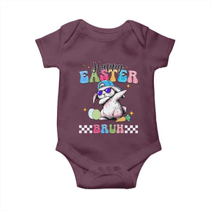 Happy Easter Bruh Baby Onesie Bunny Dabbing Rabbit Funny Kids Toddler Boys TS10 Maroon Print Your Wear