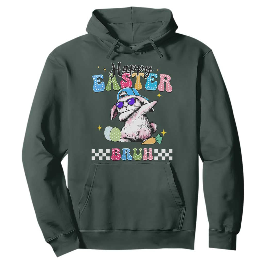 Happy Easter Bruh Hoodie Bunny Dabbing Rabbit Funny Kids Toddler Boys TS10 Dark Forest Green Print Your Wear