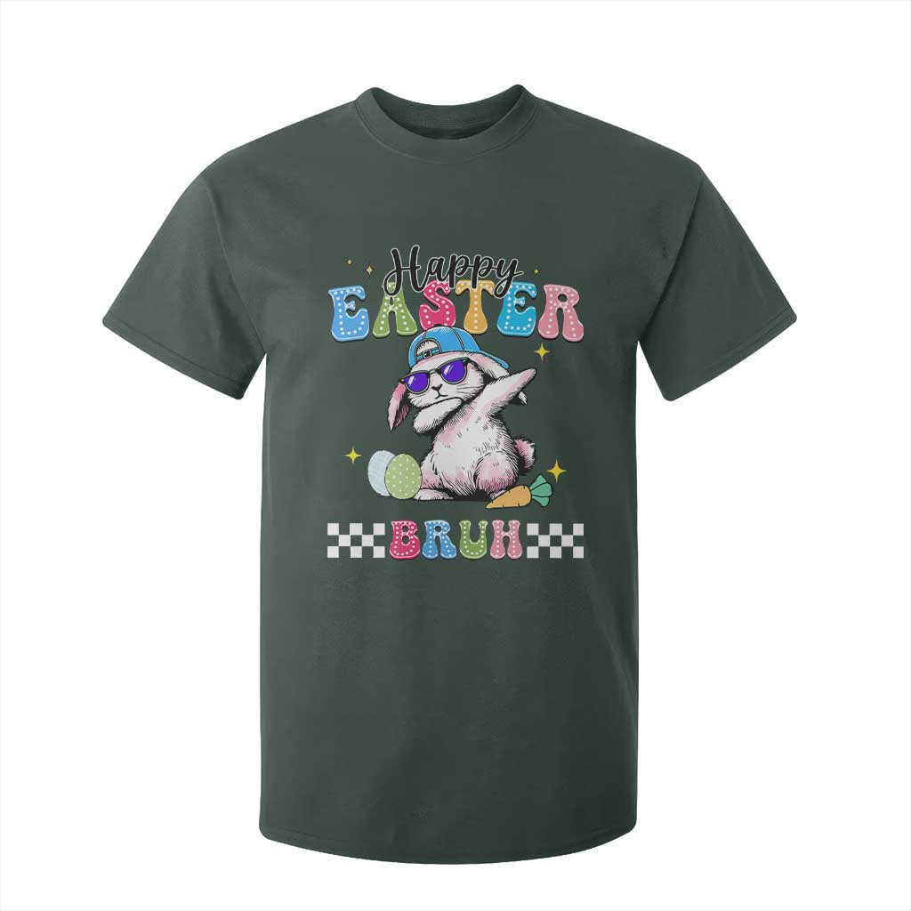Happy Easter Bruh T Shirt For Kid Bunny Dabbing Rabbit Funny Kids Toddler Boys TS10 Dark Forest Green Print Your Wear