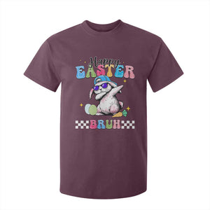 Happy Easter Bruh T Shirt For Kid Bunny Dabbing Rabbit Funny Kids Toddler Boys TS10 Maroon Print Your Wear