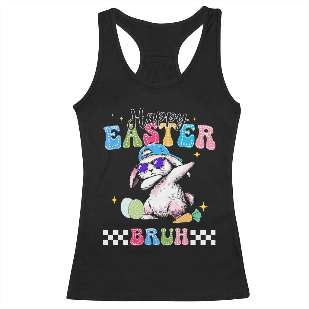 Happy Easter Bruh Racerback Tank Top Bunny Dabbing Rabbit Funny Kids Toddler Boys TS10 Black Print Your Wear