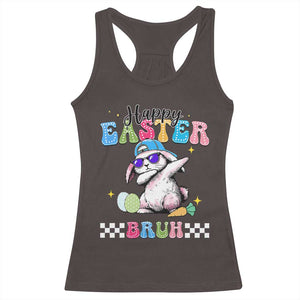 Happy Easter Bruh Racerback Tank Top Bunny Dabbing Rabbit Funny Kids Toddler Boys TS10 Dark Chocolate Print Your Wear