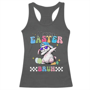Happy Easter Bruh Racerback Tank Top Bunny Dabbing Rabbit Funny Kids Toddler Boys TS10 Dark Heather Print Your Wear
