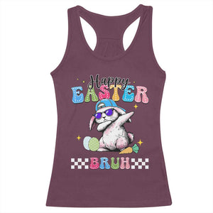 Happy Easter Bruh Racerback Tank Top Bunny Dabbing Rabbit Funny Kids Toddler Boys TS10 Maroon Print Your Wear