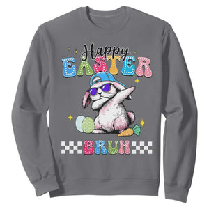 Happy Easter Bruh Sweatshirt Bunny Dabbing Rabbit Funny Kids Toddler Boys TS10 Charcoal Print Your Wear