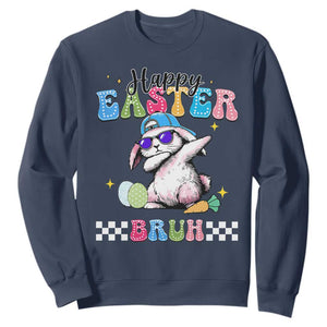 Happy Easter Bruh Sweatshirt Bunny Dabbing Rabbit Funny Kids Toddler Boys TS10 Navy Print Your Wear