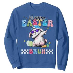 Happy Easter Bruh Sweatshirt Bunny Dabbing Rabbit Funny Kids Toddler Boys TS10 Royal Blue Print Your Wear