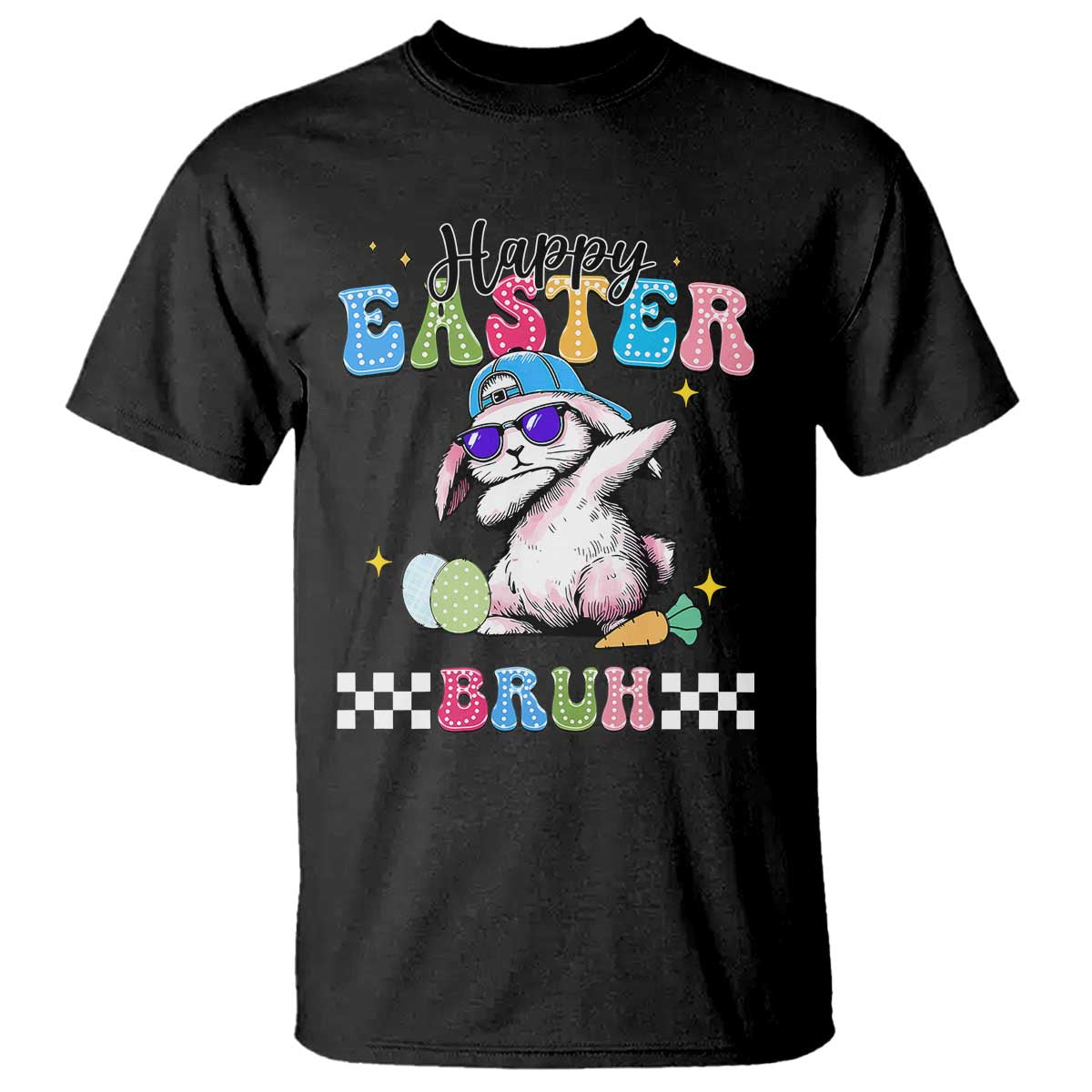 Happy Easter Bruh T Shirt Bunny Dabbing Rabbit Funny Kids Toddler Boys TS10 Black Print Your Wear