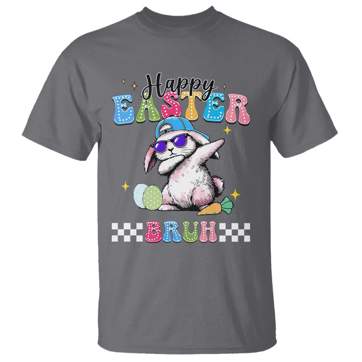 Happy Easter Bruh T Shirt Bunny Dabbing Rabbit Funny Kids Toddler Boys TS10 Charcoal Print Your Wear
