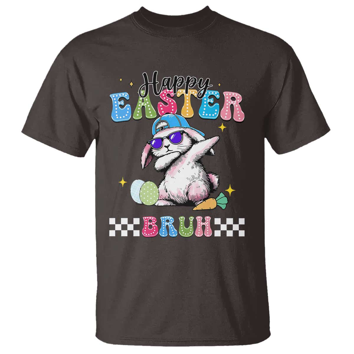 Happy Easter Bruh T Shirt Bunny Dabbing Rabbit Funny Kids Toddler Boys TS10 Dark Chocolate Print Your Wear