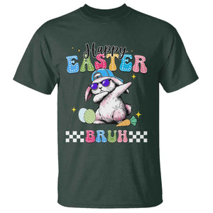 Happy Easter Bruh T Shirt Bunny Dabbing Rabbit Funny Kids Toddler Boys TS10 Dark Forest Green Print Your Wear