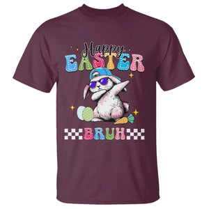 Happy Easter Bruh T Shirt Bunny Dabbing Rabbit Funny Kids Toddler Boys TS10 Maroon Print Your Wear