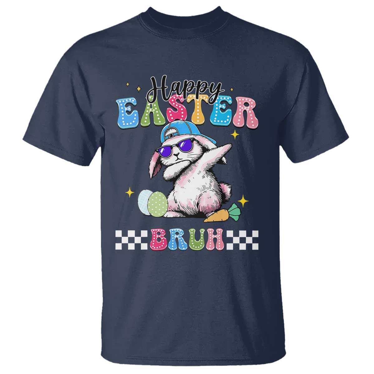 Happy Easter Bruh T Shirt Bunny Dabbing Rabbit Funny Kids Toddler Boys TS10 Navy Print Your Wear