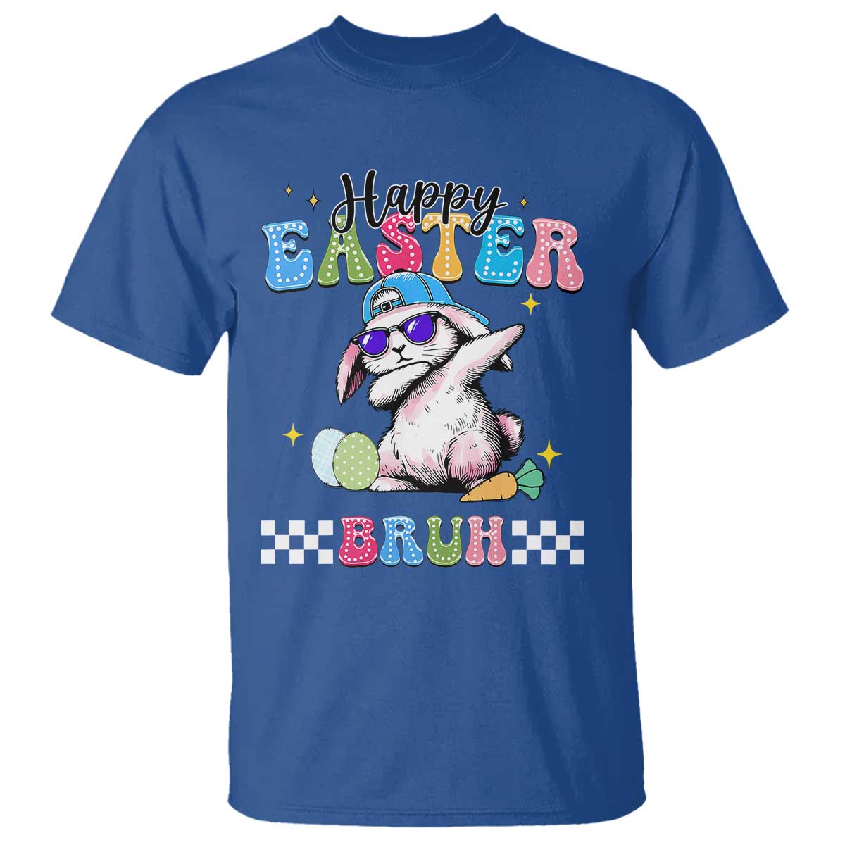 Happy Easter Bruh T Shirt Bunny Dabbing Rabbit Funny Kids Toddler Boys TS10 Royal Blue Print Your Wear
