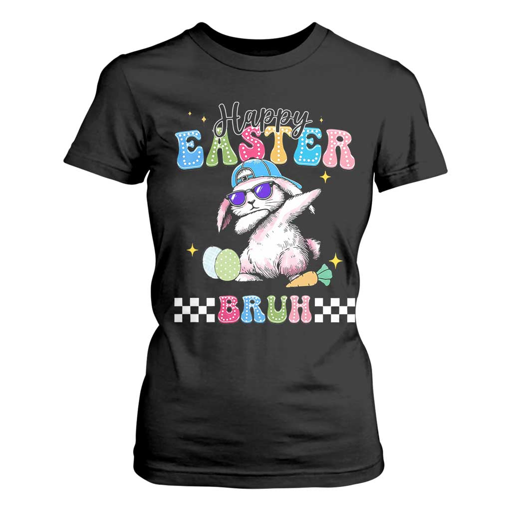Happy Easter Bruh T Shirt For Women Bunny Dabbing Rabbit Funny Kids Toddler Boys TS10 Black Print Your Wear