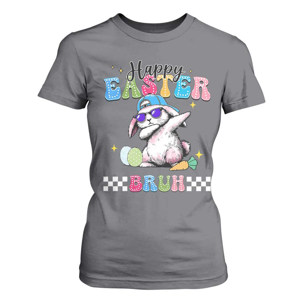 Happy Easter Bruh T Shirt For Women Bunny Dabbing Rabbit Funny Kids Toddler Boys TS10 Charcoal Print Your Wear