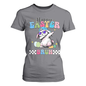 Happy Easter Bruh T Shirt For Women Bunny Dabbing Rabbit Funny Kids Toddler Boys TS10 Charcoal Print Your Wear
