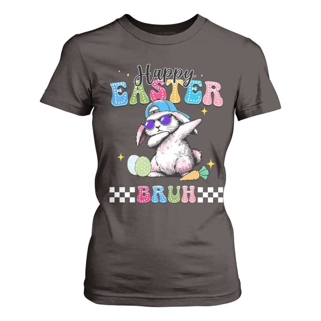 Happy Easter Bruh T Shirt For Women Bunny Dabbing Rabbit Funny Kids Toddler Boys TS10 Dark Chocolate Print Your Wear
