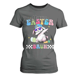 Happy Easter Bruh T Shirt For Women Bunny Dabbing Rabbit Funny Kids Toddler Boys TS10 Dark Heather Print Your Wear