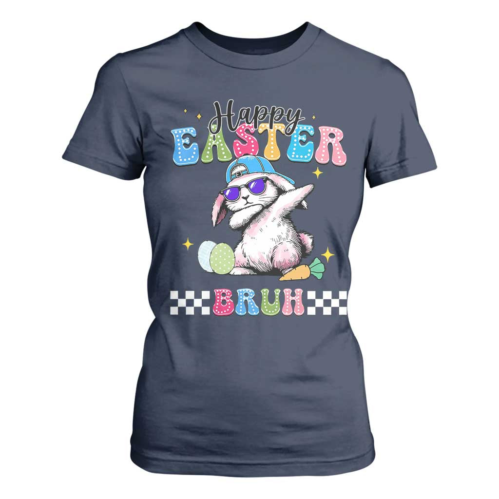 Happy Easter Bruh T Shirt For Women Bunny Dabbing Rabbit Funny Kids Toddler Boys TS10 Navy Print Your Wear