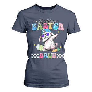 Happy Easter Bruh T Shirt For Women Bunny Dabbing Rabbit Funny Kids Toddler Boys TS10 Navy Print Your Wear