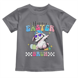 Happy Easter Bruh Toddler T Shirt Bunny Dabbing Rabbit Funny Kids Toddler Boys TS10 Charcoal Print Your Wear