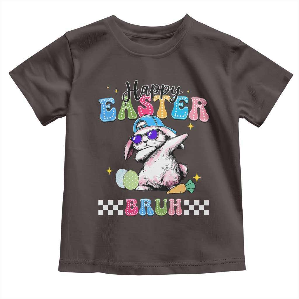 Happy Easter Bruh Toddler T Shirt Bunny Dabbing Rabbit Funny Kids Toddler Boys TS10 Dark Chocolate Print Your Wear