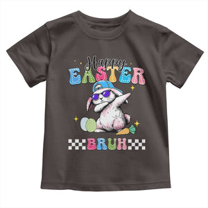 Happy Easter Bruh Toddler T Shirt Bunny Dabbing Rabbit Funny Kids Toddler Boys TS10 Dark Chocolate Print Your Wear