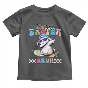 Happy Easter Bruh Toddler T Shirt Bunny Dabbing Rabbit Funny Kids Toddler Boys TS10 Dark Heather Print Your Wear
