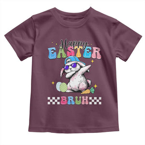 Happy Easter Bruh Toddler T Shirt Bunny Dabbing Rabbit Funny Kids Toddler Boys TS10 Maroon Print Your Wear