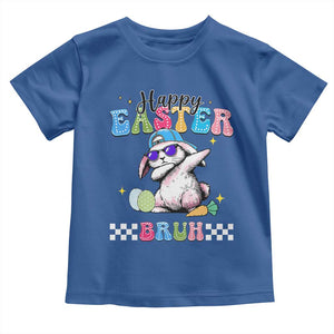 Happy Easter Bruh Toddler T Shirt Bunny Dabbing Rabbit Funny Kids Toddler Boys TS10 Royal Blue Print Your Wear