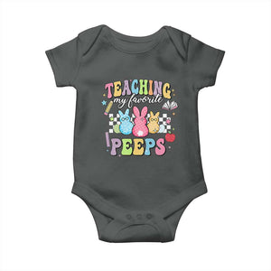 Easter Teacher Baby Onesie Teaching My Favorire Peeps TS10 Dark Heather Print Your Wear