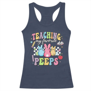 Easter Teacher Racerback Tank Top Teaching My Favorire Peeps TS10 Navy Print Your Wear