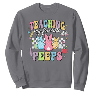Easter Teacher Sweatshirt Teaching My Favorire Peeps TS10 Charcoal Print Your Wear
