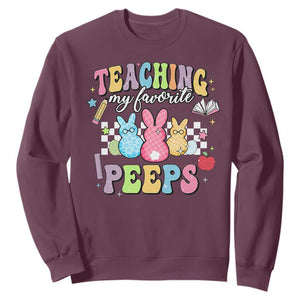 Easter Teacher Sweatshirt Teaching My Favorire Peeps TS10 Maroon Print Your Wear
