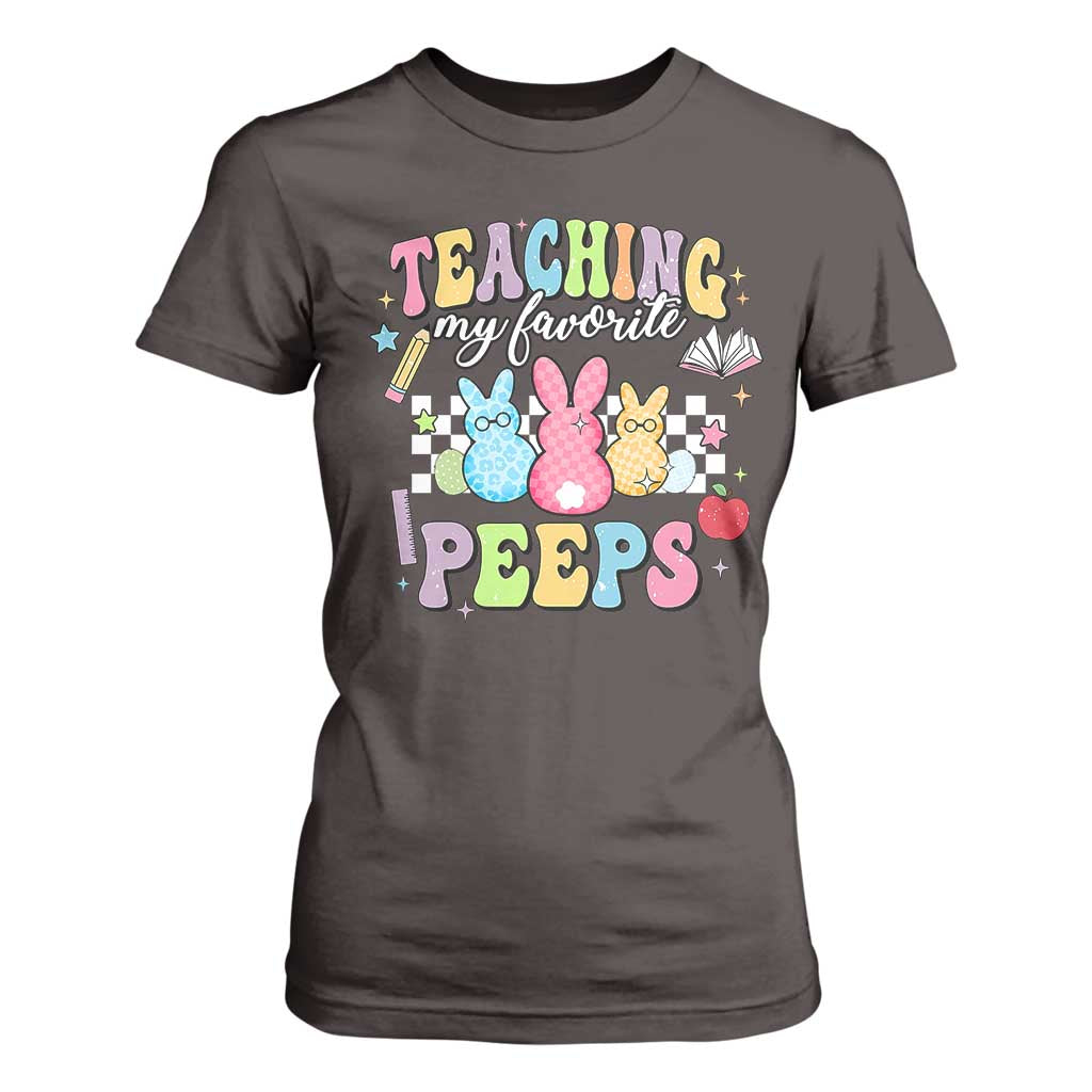 Easter Teacher T Shirt For Women Teaching My Favorire Peeps TS10 Dark Chocolate Print Your Wear