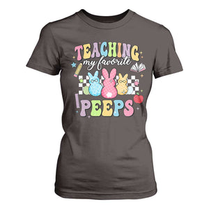 Easter Teacher T Shirt For Women Teaching My Favorire Peeps TS10 Dark Chocolate Print Your Wear
